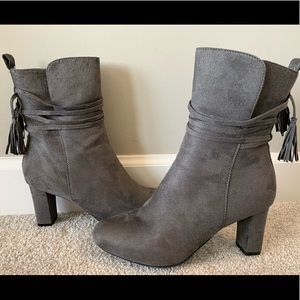 JG Grey Heeled Boots - Size 8M